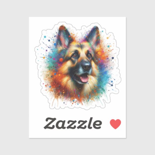 Paint Splatter Duitse herder Sticker (Vel)