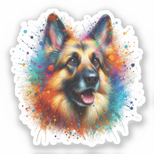 Paint Splatter Duitse herder Sticker (Voorkant)