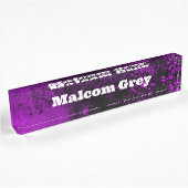 Paint Splatter Effect Paarse & Zwart Naambordje