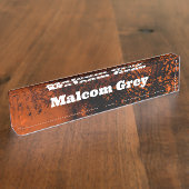 Paint Splatter Effect Sinaasappel & Zwart Naambordje (Zijkant)