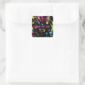 Paint Splatter glow 80's neon feest sticker label (Tas)