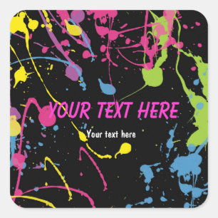 Paint Splatter glow 80's neon feest sticker label
