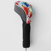 Paint Splatter Golf Head Hoesje: Bright Golf Head Golfheadcover (Schuin)