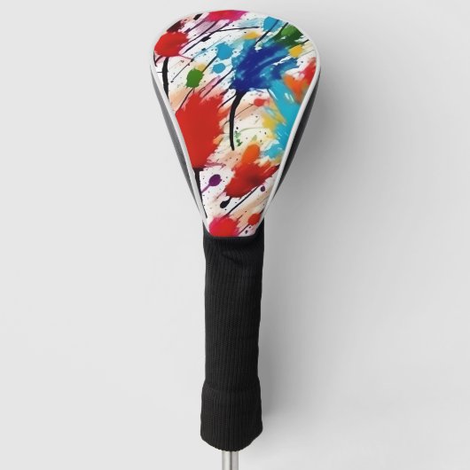 Paint Splatter Golf Head Hoesje: Bright Golf Head Golfheadcover (Voorkant)