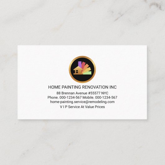 Paint Splatter Gouden Rolborstel Schilderen Visitekaartje (Achterkant)