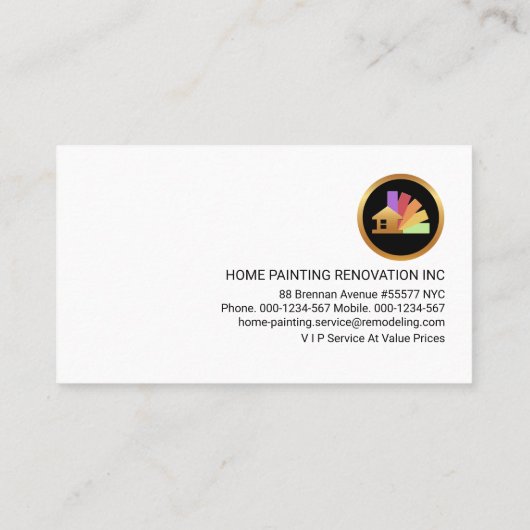 Paint Splatter Gouden Rolborstel Schilderen Visitekaartje (Achterkant)