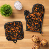 Paint Splatter - Halloween kleuren (zwart en Sinaa Ovenwant & Pannenlap Set (Top down)