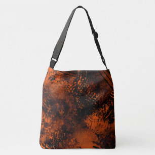 Paint Splatter Hatching Effect Sinaasappel & Zwart Crossbody Tas