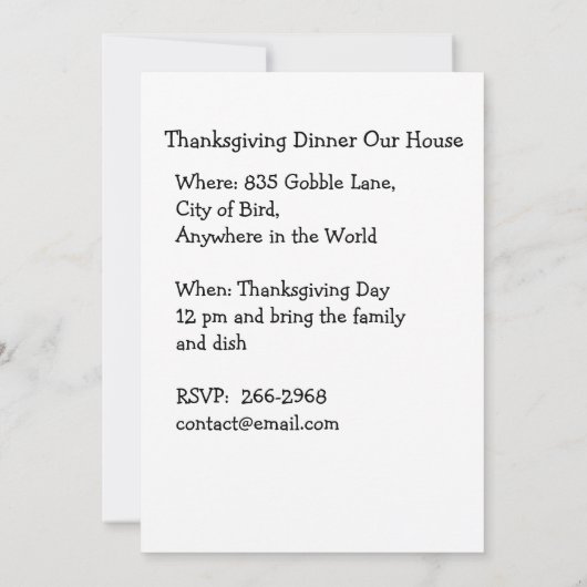 Paint Splatter Herfstbladeren Thanksgiving Diner Kaart (Achterkant)