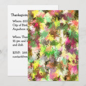 Paint Splatter Herfstbladeren Thanksgiving Diner Kaart (Voorkant / Achterkant)