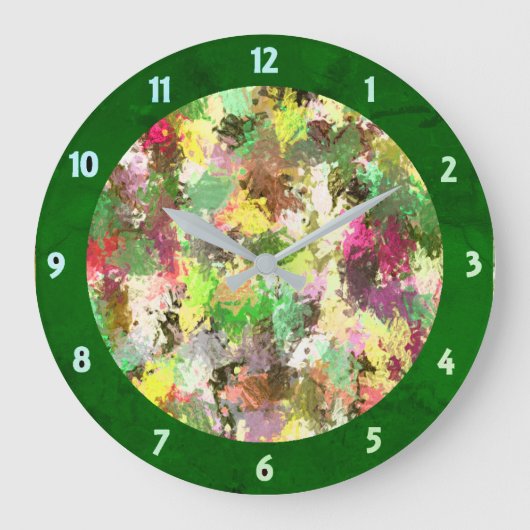 Paint Splatter herfstkleur bladeren Abstract Grote Klok (Voorkant)