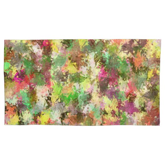 Paint Splatter herfstkleur bladeren Abstract Kussensloop (Voorkant-Links)