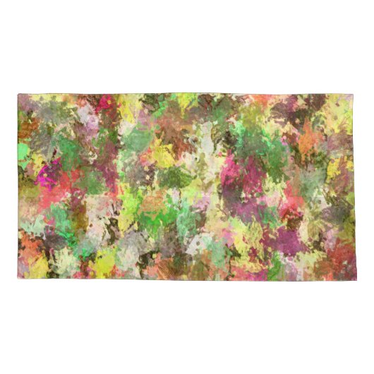 Paint Splatter herfstkleur bladeren Abstract Kussensloop (Achterkant-Links)