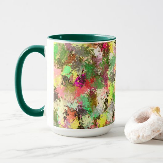 Paint Splatter herfstkleur bladeren Abstract Mok (Met donut)
