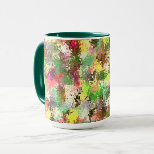 Paint Splatter herfstkleur bladeren Abstract Mok (Voorkant links)