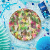 Paint Splatter herfstkleur bladeren Abstract Papieren Bordje (Feest)