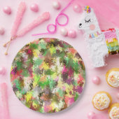 Paint Splatter herfstkleur bladeren Abstract Papieren Bordje (Feest)