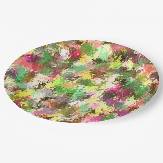 Paint Splatter herfstkleur bladeren Abstract Papieren Bordje (Gekanteld)