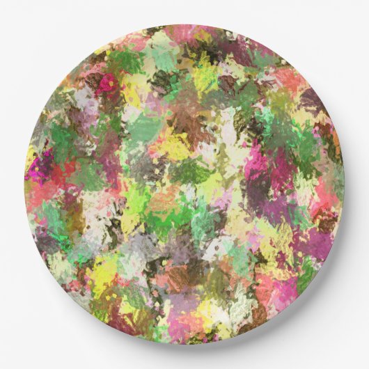 Paint Splatter herfstkleur bladeren Abstract Papieren Bordje (Voorkant)