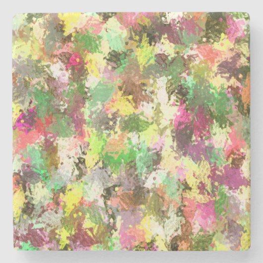 Paint Splatter herfstkleur bladeren Abstract Stenen Onderzetter (Voorkant)