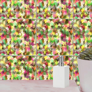Paint Splatter herfstkleur bladeren Abstract Tegeltje