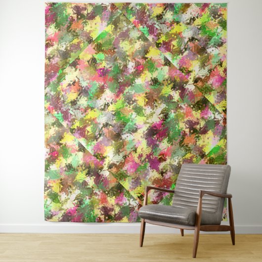 Paint Splatter herfstkleur bladeren Abstract Wandkleed (In situ)