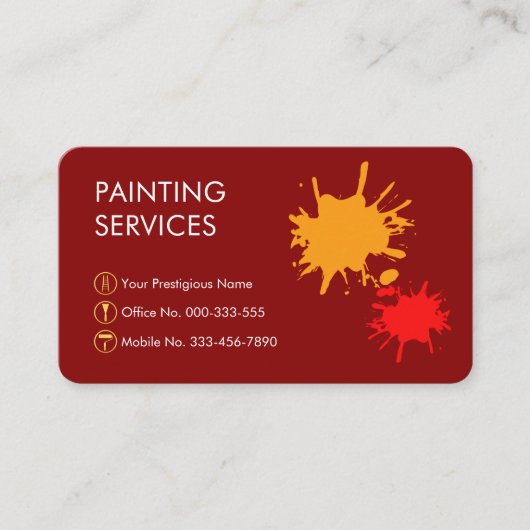 Paint Splatter Home Painting Painter Visitekaartje (Voorkant)