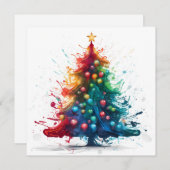 Paint splatter kerstboom wenskaart feestdagenkaart (Voorkant / Achterkant)
