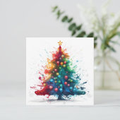 Paint splatter kerstboom wenskaart feestdagenkaart (Staand voorkant)