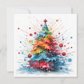 Paint splatter kerstboom wenskaart feestdagenkaart (Voorkant)