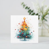 Paint splatter kerstboom wenskaart feestdagenkaart (Staand voorkant)
