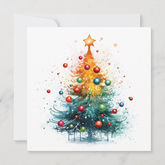 Paint splatter kerstboom wenskaart feestdagenkaart (Voorkant)
