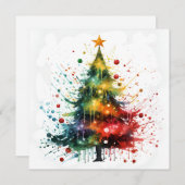 Paint splatter kerstboom wenskaart feestdagenkaart (Voorkant / Achterkant)