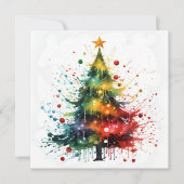Paint splatter kerstboom wenskaart feestdagenkaart (Voorkant)