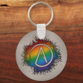 Paint Splatter LGBTQ Pride Rainbow Atheist Symbol Sleutelhanger (Voorkant)