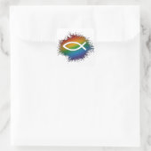 Paint Splatter LGBTQ Pride Rainbow Christelijke vi Vierkante Sticker (Tas)