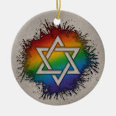 Paint Splatter LGBTQ Rainbow Star van David Keramisch Ornament (Voorkant)