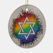 Paint Splatter LGBTQ Rainbow Star van David Keramisch Ornament (Links)