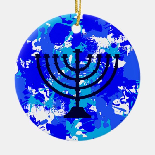Paint Splatter Menorah Keramisch Ornament (Voorkant)