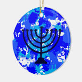 Paint Splatter Menorah Keramisch Ornament (Links)