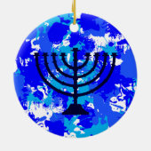 Paint Splatter Menorah Keramisch Ornament (Achterkant)