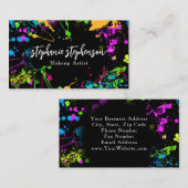 Paint Splatter Modern Art Makeup Nail Artist Visitekaartje (Voorkant / Achterkant)