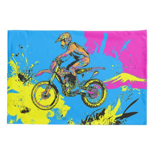 Paint Splatter - Motorcross Rider Kussensloop (Achterkant)