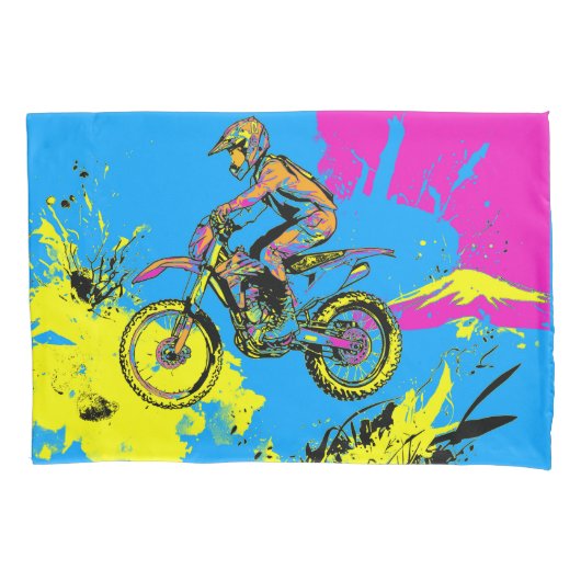 Paint Splatter - Motorcross Rider Kussensloop (Voorkant)