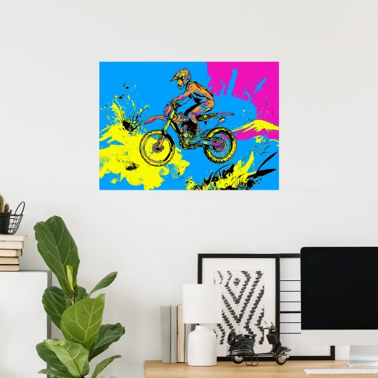 Paint Splatter - Motorcross Rider Poster (Thuiskantoor)