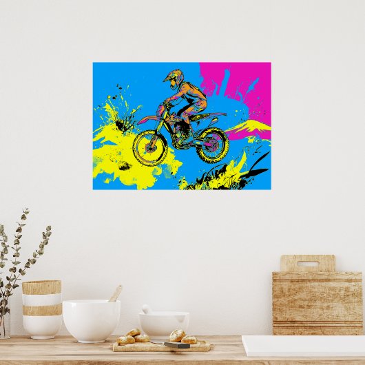Paint Splatter - Motorcross Rider Poster (Keuken)