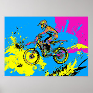 Paint Splatter - Motorcross Rider Poster
