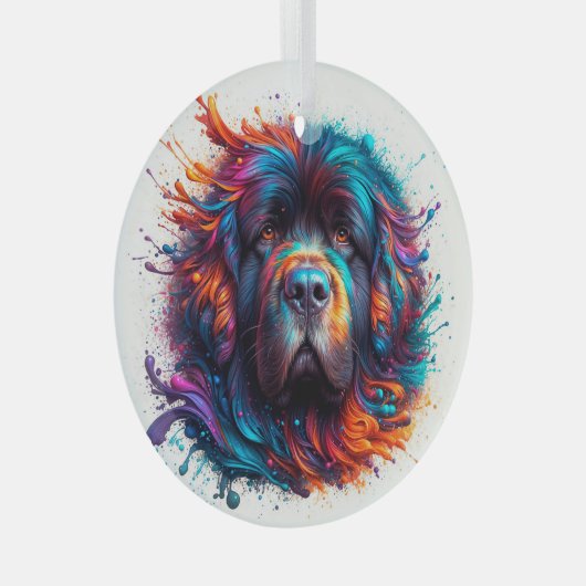 Paint Splatter Newf Circle Ornament (Voorkant Rechts)