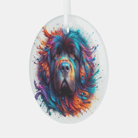 Paint Splatter Newf Circle Ornament (Voorkant links)