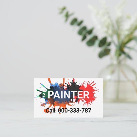 Paint Splatter Painter Painting Service Visitekaartje (Staand voorkant)